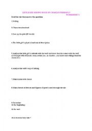 English Worksheet: LITTLE RED RIDING HOOD BY CHARLES PERRAULT