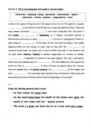 English Worksheet: London Attractions - Language activity