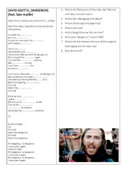 English Worksheet: David Guetta (feat Sam Martin) Dangerous