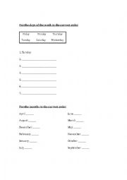 English Worksheet: Days and Months