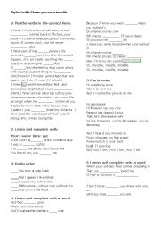 PAST SIMPLE_I KNEW YOU WERE TROUBLE…: English ESL worksheets pdf & doc