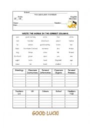 English Worksheet: Vocabulary contest- October