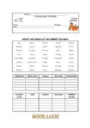 English Worksheet: VOCABULARY CONTEST -November