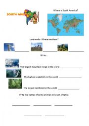 English Worksheet: South America