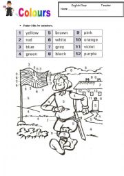 English Worksheet: Paint by nummbers