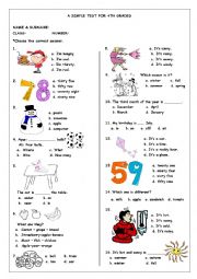English Worksheet: a simple test for kids