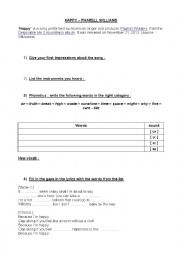 English Worksheet: Happy by Pharell Williams