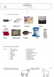 English Worksheet: Food and kitchen equipement