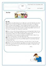 English Worksheet: End of term1 test