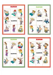 English Worksheet: Illnesses Bingo Boards Part 3 of 3