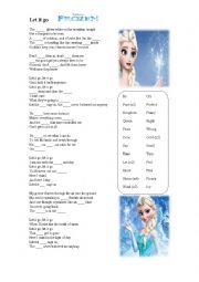 English Worksheet: Let it go song blank sheet