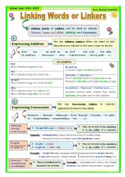 English Worksheet: Linking Words: Concession and Addition 