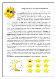 English Worksheet: Funny story about the sun, moon and stars