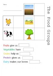 English Worksheet: The Food Groups