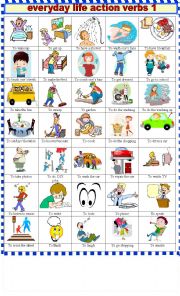 English Worksheet: EVERYDAY  LIFE ACTION VERBS 1