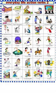 English Worksheet: EVERYDAY  LIFE ACTION VERBS 2