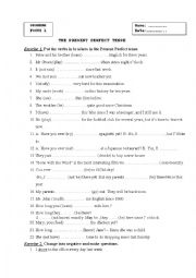 English Worksheet: THE PRESENT PERFECT TENSE part 2