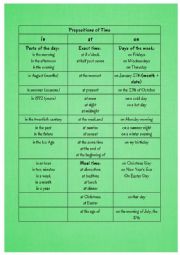 English Worksheet: Prepositions of time 