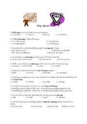 English Worksheet: Idioms Using: Way