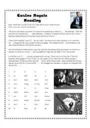 English Worksheet: Casino Royale Reading Exercise