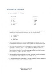 English Worksheet: the product of the month