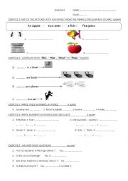 English Worksheet: test for the 3rd grade
