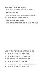English Worksheet: Read and draw