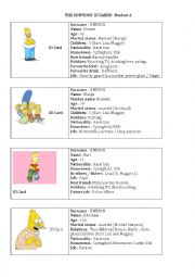 English Worksheet: The Simpsons ID cards - Information gap activity