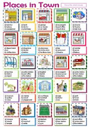 English Worksheet: Places in Town