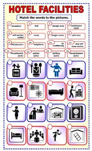 English Worksheet: Hotel Facilities:matching_1