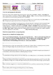 English Worksheet: reasons why you should keep a diary 