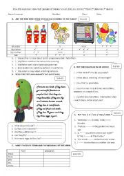 English Worksheet: 7th GRADE EXAM