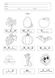 English Worksheet: Colors