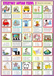 EVERYDAY ACTION VERBS/MULTIPLE CHOICE ACTIVITY