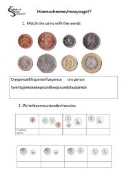 English Worksheet: Coins and money strerling