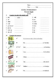 English Worksheet: Present Simple - he/she/it