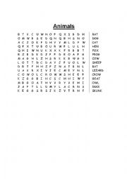 English Worksheet: Animal wordsearch