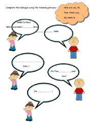 English Worksheet: basic dialogues