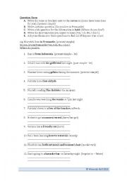 English Worksheet: Question form review + mingle (Pre-Int-->Int)
