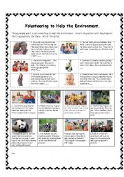 English Worksheet: Environment Volunteers Reading Exercise PET Style