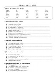 English Worksheet: present perfect tense