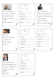 English Worksheet: Pair work about some celebrities