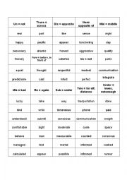 English Worksheet: prefixes