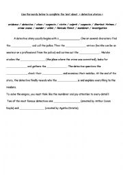 English Worksheet: detective stories