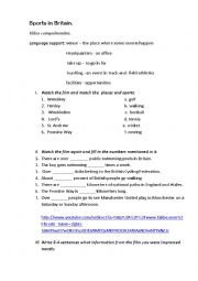 English Worksheet: sports in britain