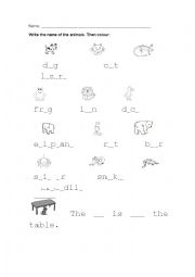English Worksheet: Animals