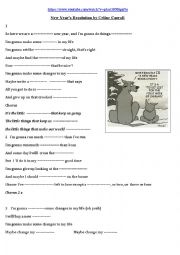 English Worksheet: Song : New Years Resolution