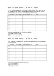 English Worksheet: Before and after a Holiday speaking task