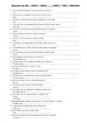 English Worksheet: sentence building