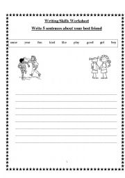 English Worksheet: Writing Skills Worksheet, My Best Friend